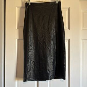 Faux leather midi skirt